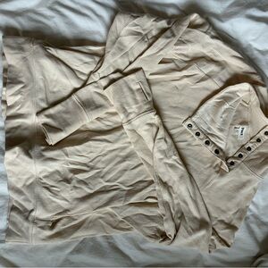 Pact Cream Waffle Henley Top